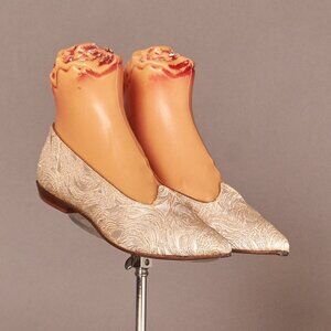 1960s Oomphies Gold Ivory Flats Sparkly Shoes